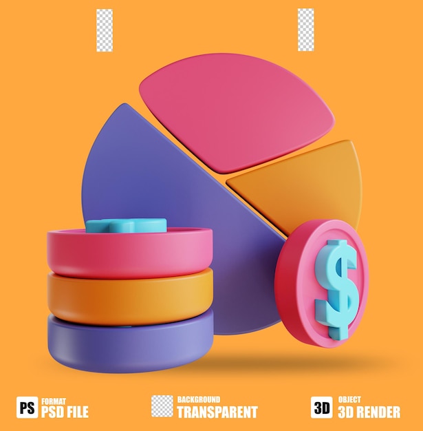 3D illustratie erwtendiagram en statistieken 3