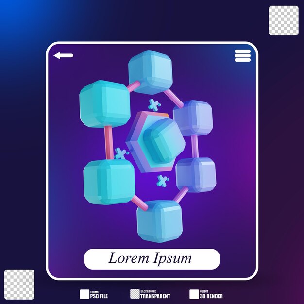 3D illustratie etherische blockchain 2.