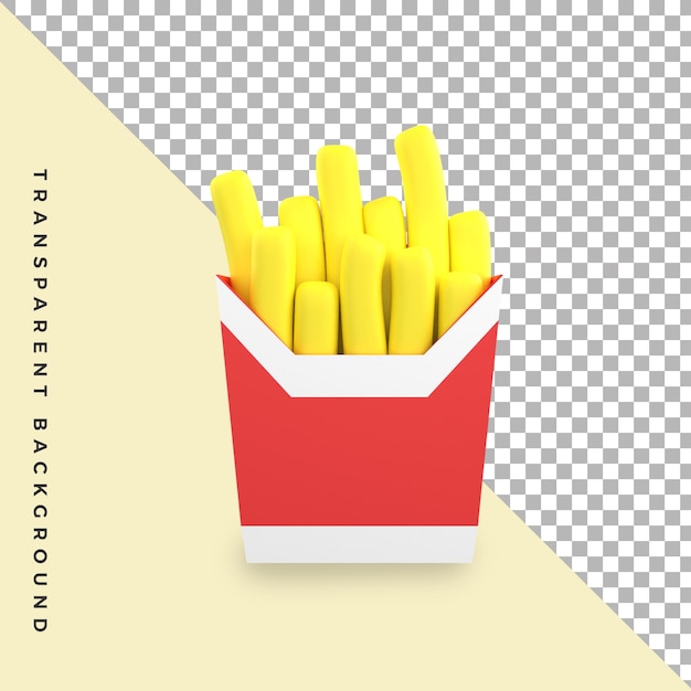 3d illustratie frietjes aardappel fastfood geïsoleerd object