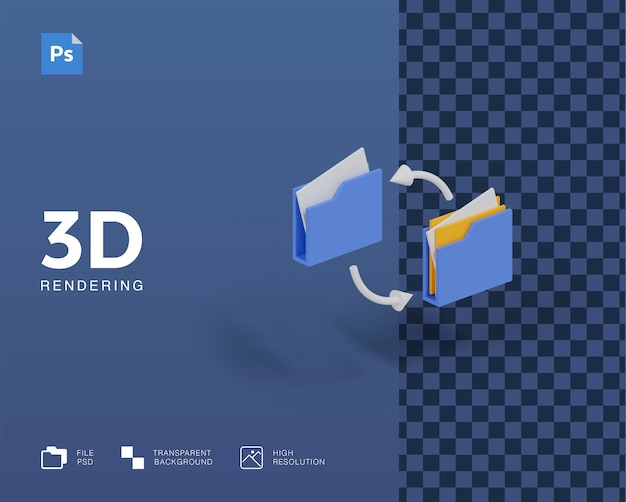 PSD 3d illustratie gegevensoverdracht