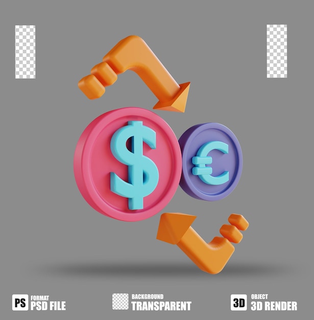 PSD 3d illustratie geld wisselen 2