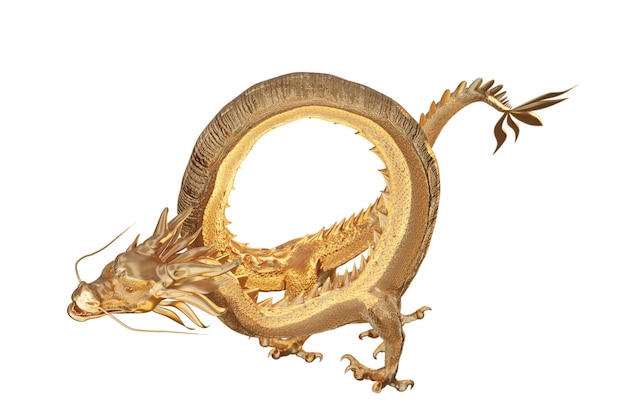 PSD 3d illustratie gelukkig chinees nieuwjaar 2024 het gouden draak sterrenbeeld lettertype
