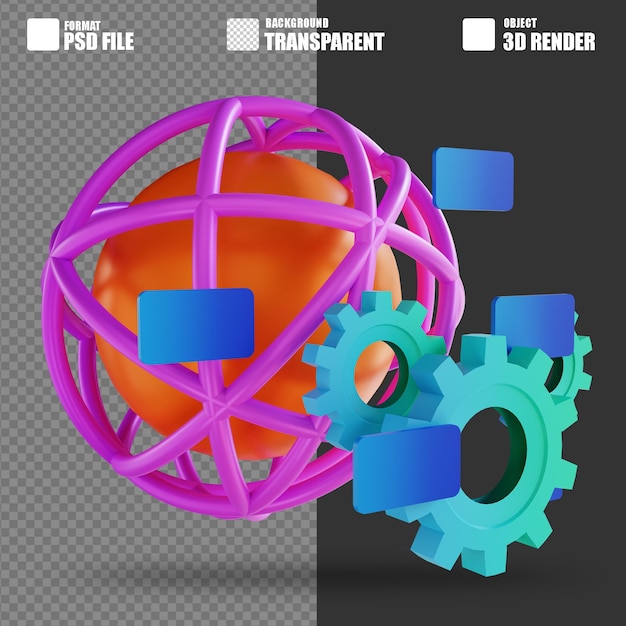 3d illustratie globale en gear webontwikkeling 2