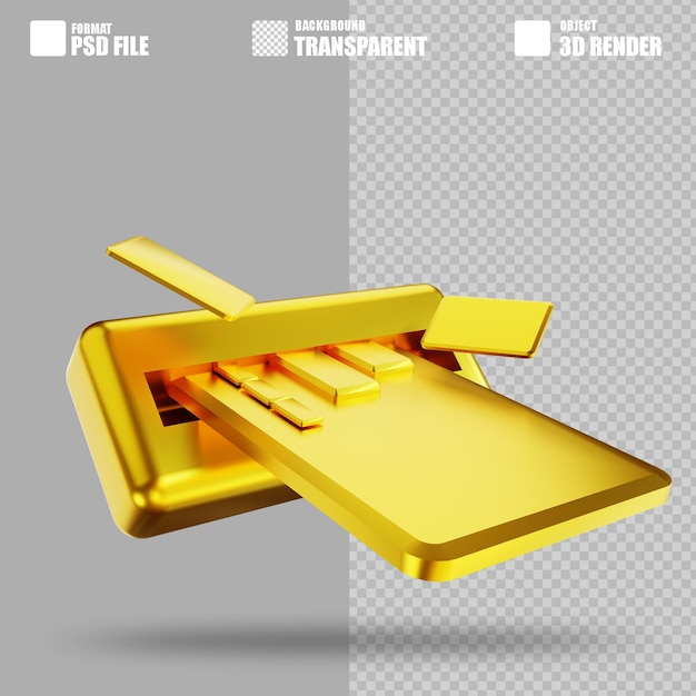 3D illustratie gouden creditcard en geldautomaat 2