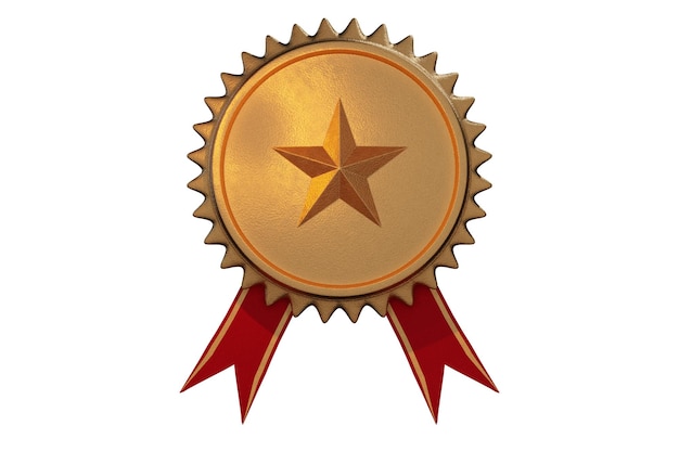 3D Illustratie Gouden metalen sterpictogram concept Premium kwaliteitsgarantie label