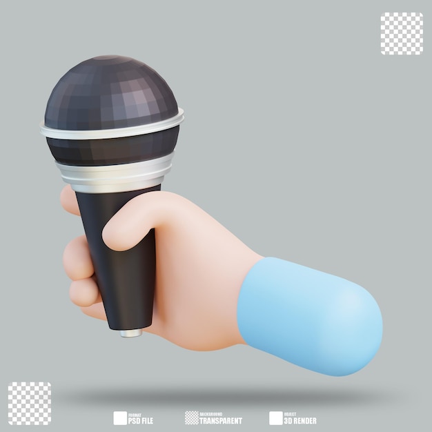 3D Illustratie Hand Met Microfoon 2