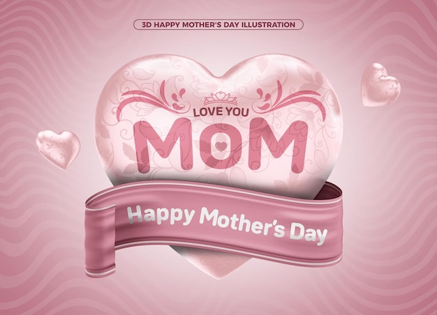 3d illustratie happy mothers day voor compositie