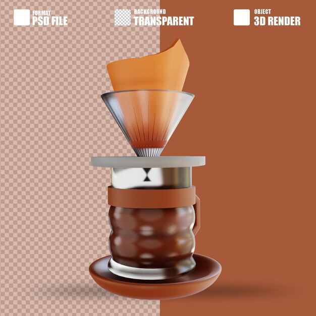 PSD 3d illustratie hario v60 koffie 3