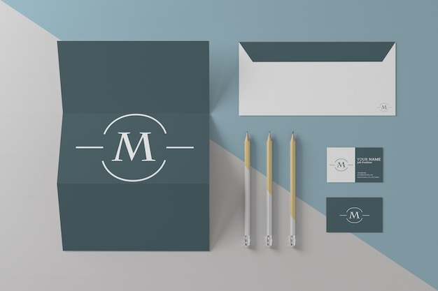 3d illustratie huisstijl briefpapier mockup sjabloon voor branding ontwerp bedrijfsconcept