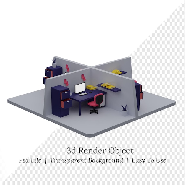 PSD 3d illustratie isometrische kantoorruimte