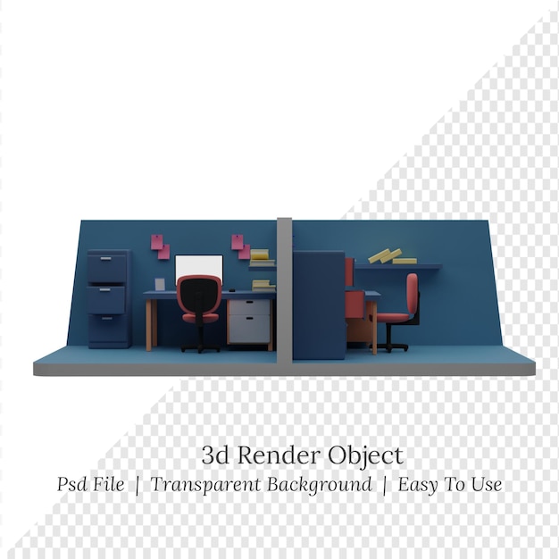 3d illustratie isometrische kantoorruimte