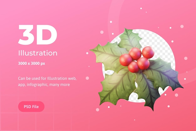 3d illustratie, kerst object, bloem poinsettia, voor web, app, infographic, reclame, etc