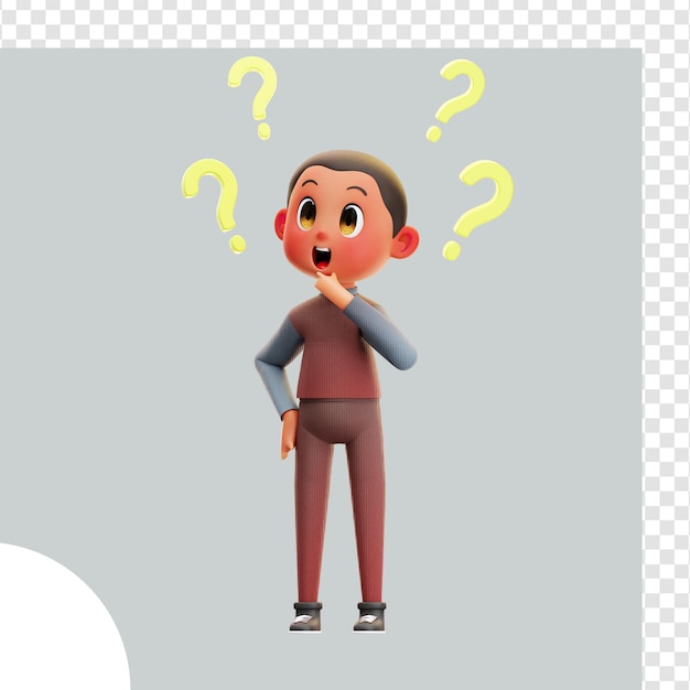3D-illustratie Kinderdenkende vragen