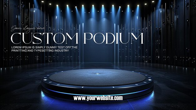 PSD 3d-illustratie leeg podium met abstracte achtergrond zeer realistisch front view mock up