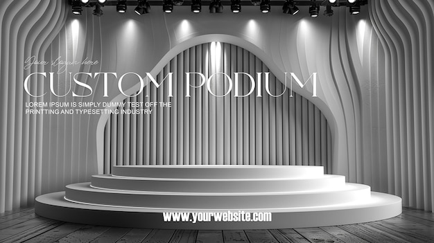 3d-illustratie leeg podium met abstracte achtergrond zeer realistisch front view mock up