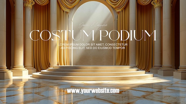 PSD 3d-illustratie leeg podium met abstracte achtergrond zeer realistisch front view mock up