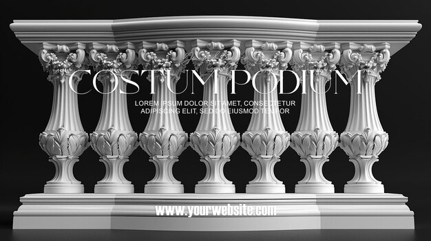 PSD 3d-illustratie leeg podium met abstracte achtergrond zeer realistisch front view mock up