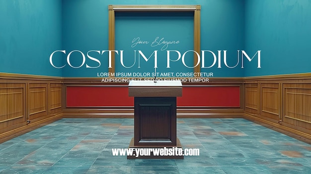 PSD 3d-illustratie leeg podium met abstracte achtergrond zeer realistisch front view mock up