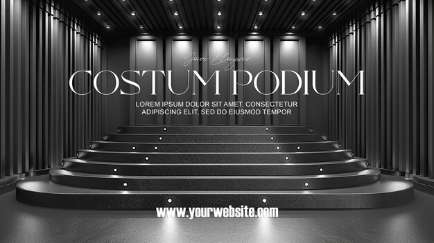 PSD 3d-illustratie leeg podium met abstracte achtergrond zeer realistisch front view mock up