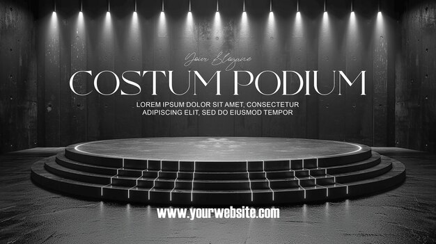 PSD 3d-illustratie leeg podium met abstracte achtergrond zeer realistisch front view mock up