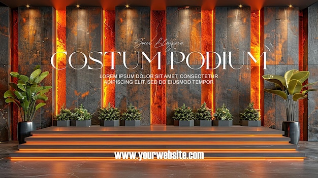 3d-illustratie leeg podium met abstracte achtergrond zeer realistisch front view mock up