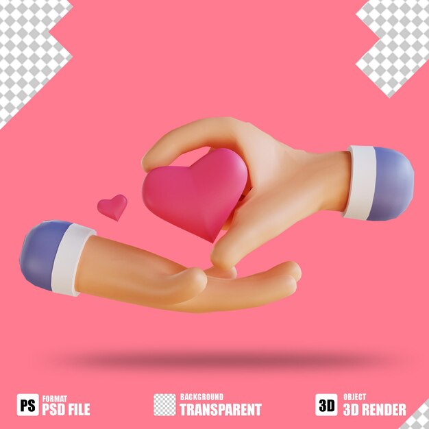 3D illustratie liefde en handen geschikt voor Valentijnsdag