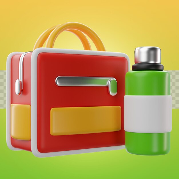 3d illustratie lunchbox van terug naar school icoon