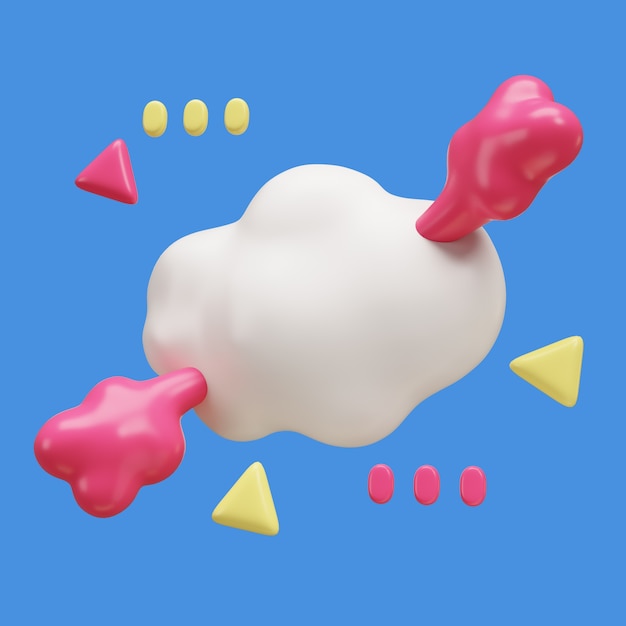 3D-illustratie met pijlen, bubbels en tekens