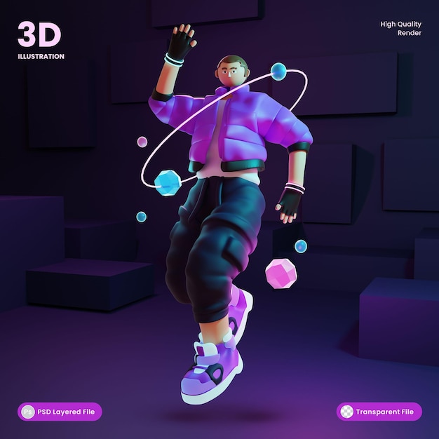 PSD 3d illustratie metavers futuristisch karakter met virtuele en digitale technologie