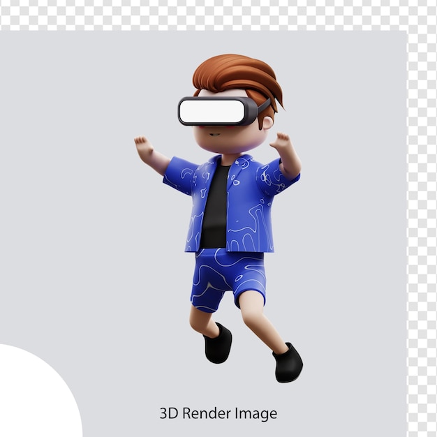 3D illustratie metavers karakter met virtual reality, voor web, app, infographic, app