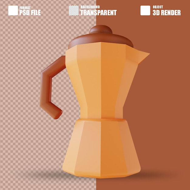 PSD 3d illustratie moca pot koffie 3