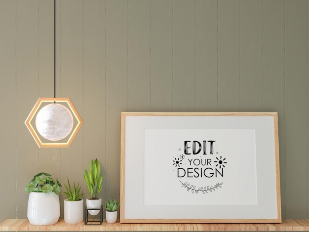 3D illustratie Mockup fotolijst in woonkamer rendering