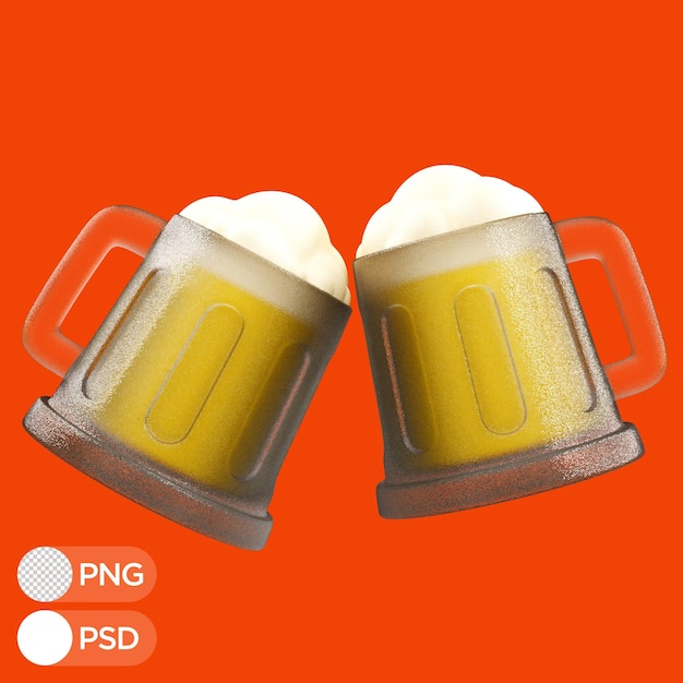 PSD 3d illustratie mokken bier oktoberfest