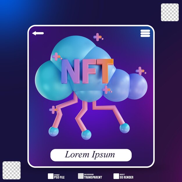 PSD 3d illustratie nft cloud