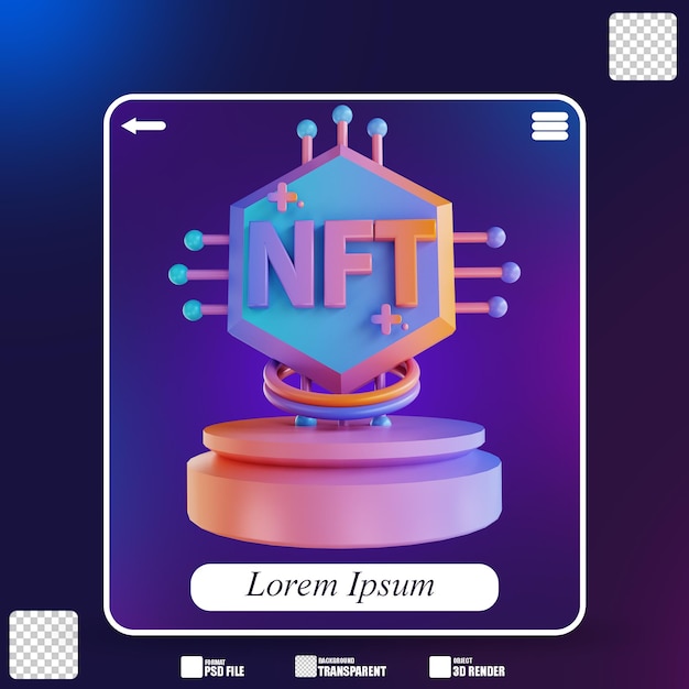 PSD 3d illustratie nft podium