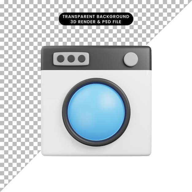 3d illustratie object pictogram wasmachine 3d render stijl