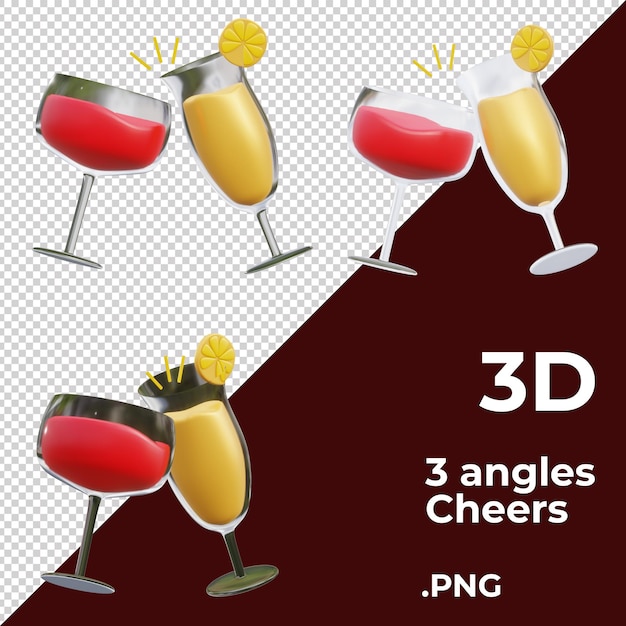 PSD 3d-illustratie of weergave van 3d-objecten party drink 3 hoeken weergave