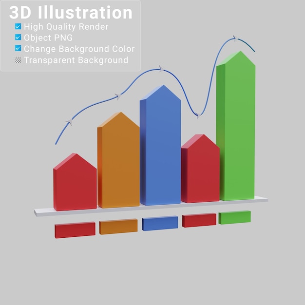 3d illustratie onderwijs grafiek