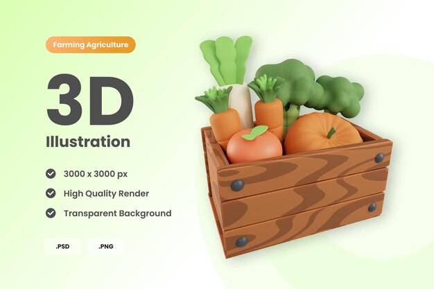 PSD 3d illustratie oogstdoos