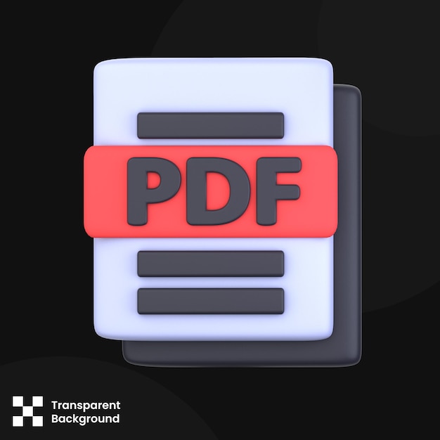 3D-illustratie PDF-bestand object 3D creatief essentieel ontwerp icoonpakket 3D-rendering