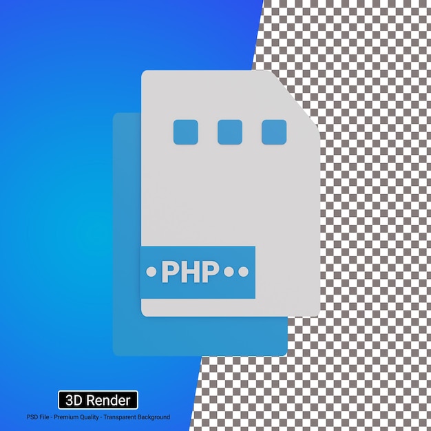 3D Illustratie PHP Formaat Bestandspictogram
