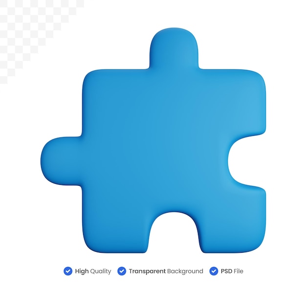 3D illustratie Pictogram Blauw puzzelstukje