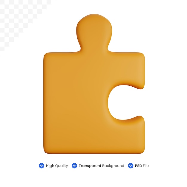 PSD 3d illustratie pictogram geel puzzelstukje