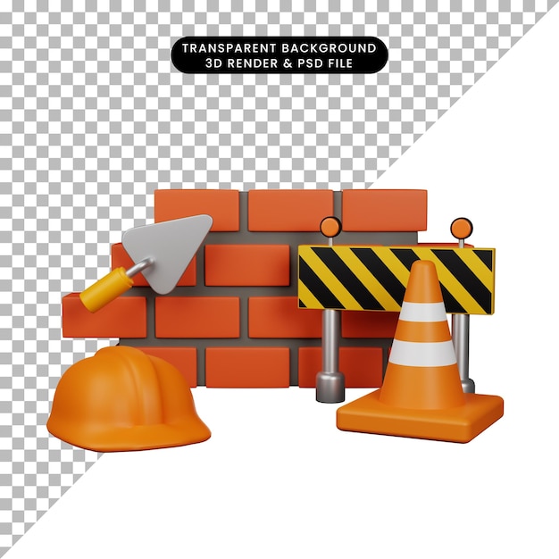 PSD 3d illustratie pictogram van onderhoud of in aanbouw pictogram in 3d renderen