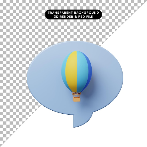 3d illustratie praatjebel met zeppelin hete luchtballon