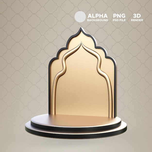 3D illustratie Ramadan Podium met elementpictogram voor geïsoleerd ontwerpobject