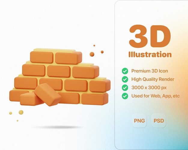 3d illustratie render van brick wall constructie ontwerpen perfect voor architectuurconstructie