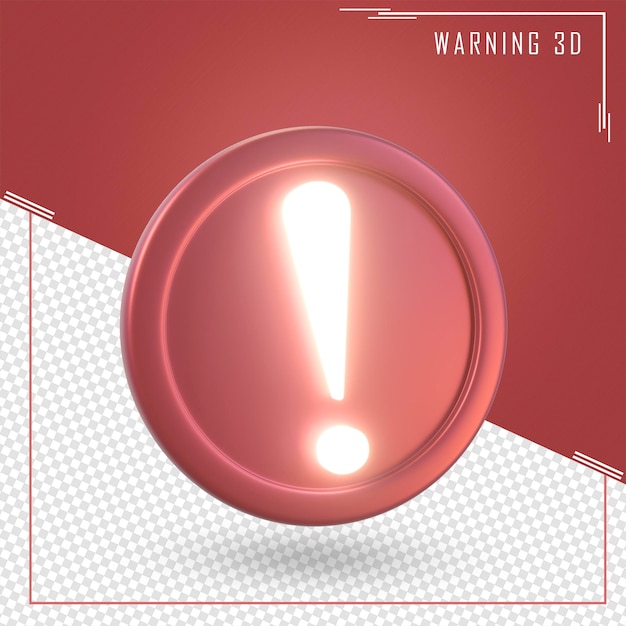 PSD 3d illustratie rood waarschuwingsbord