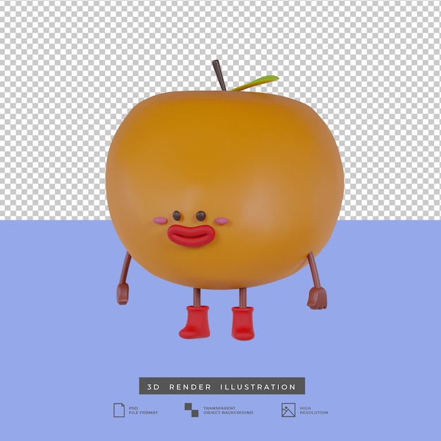 3d illustratie schattig oranje fruit