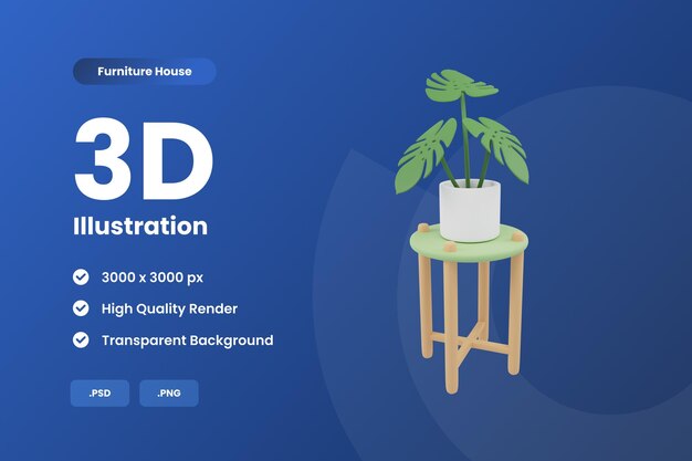 PSD 3d illustratie staande pot